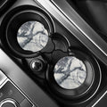 Dark Grey White Marble Print Car Coasters