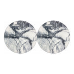 Dark Grey White Marble Print Car Coasters
