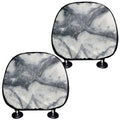 Dark Grey White Marble Print Car Headrest Covers