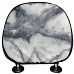 Dark Grey White Marble Print Car Headrest Covers