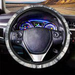 Dark Grey White Marble Print Car Steering Wheel Cover