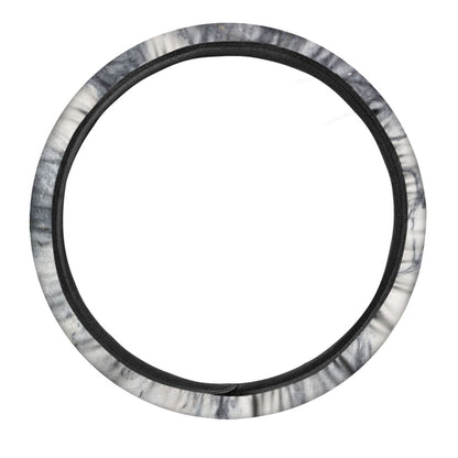 Dark Grey White Marble Print Car Steering Wheel Cover