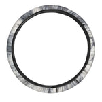 Dark Grey White Marble Print Car Steering Wheel Cover