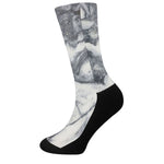 Dark Grey White Marble Print Crew Socks