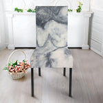 Dark Grey White Marble Print Dining Chair Slipcover