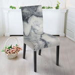 Dark Grey White Marble Print Dining Chair Slipcover