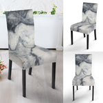 Dark Grey White Marble Print Dining Chair Slipcover