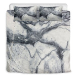 Dark Grey White Marble Print Duvet Cover Bedding Set