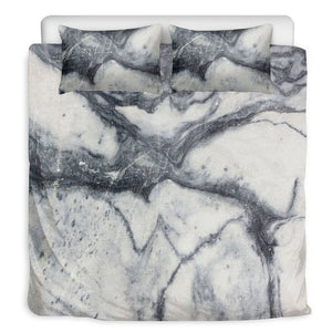 Dark Grey White Marble Print Duvet Cover Bedding Set