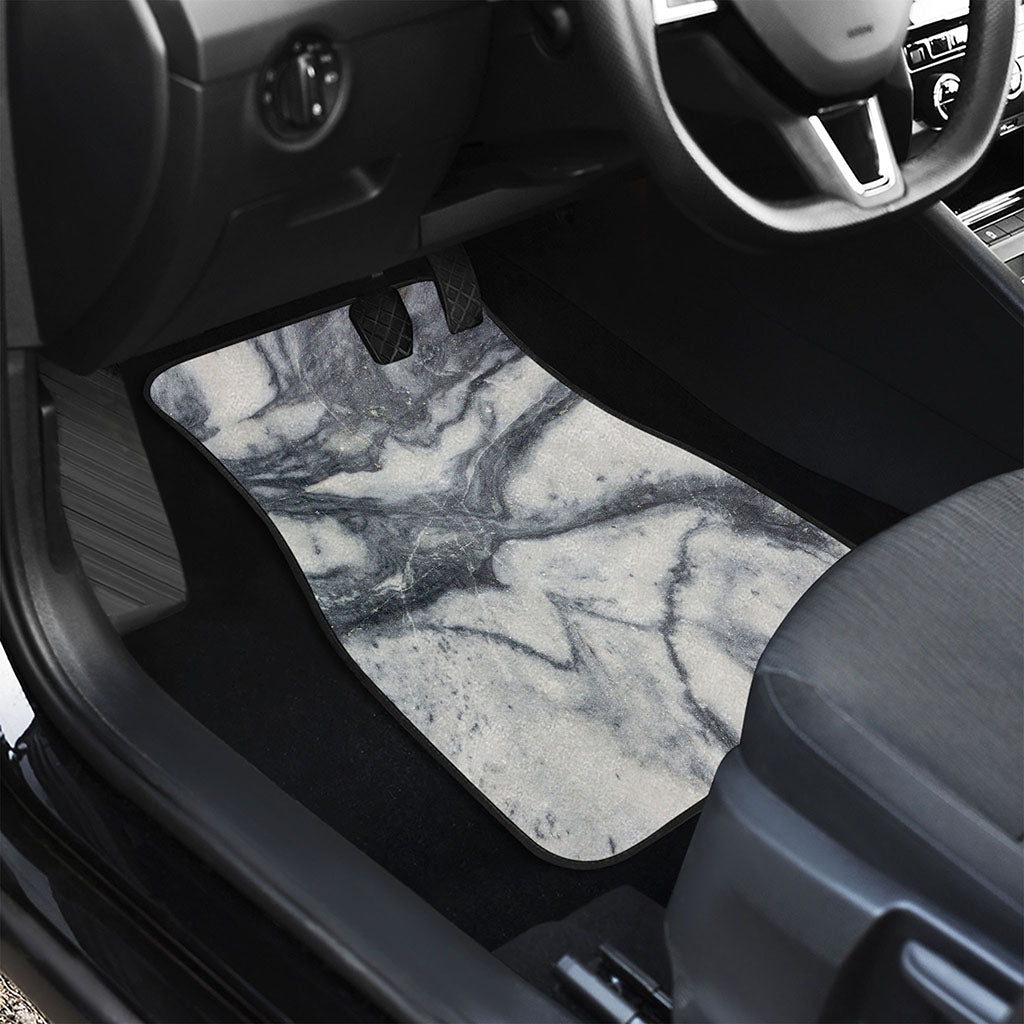 Dark Grey White Marble Print Front and Back Car Floor Mats