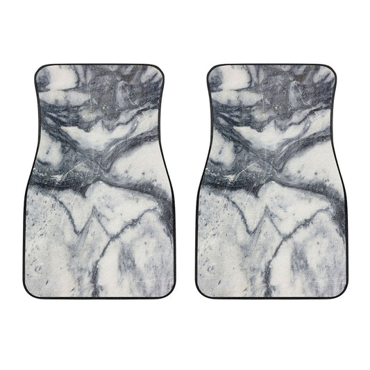 Dark Grey White Marble Print Front Car Floor Mats