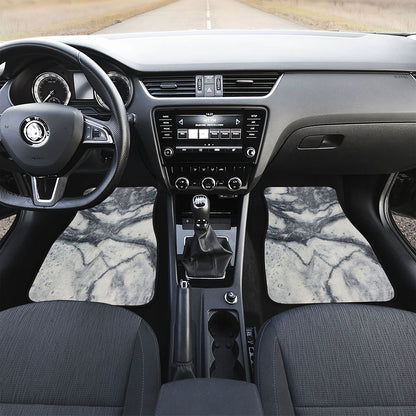 Dark Grey White Marble Print Front Car Floor Mats