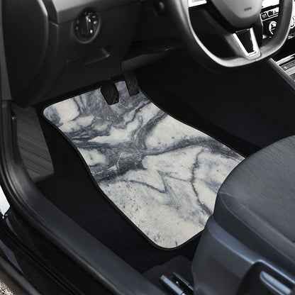Dark Grey White Marble Print Front Car Floor Mats