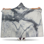 Dark Grey White Marble Print Hooded Blanket