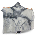 Dark Grey White Marble Print Hooded Blanket