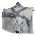Dark Grey White Marble Print Hooded Blanket