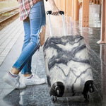 Dark Grey White Marble Print Luggage Cover GearFrost