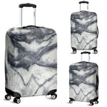 Dark Grey White Marble Print Luggage Cover GearFrost