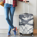 Dark Grey White Marble Print Luggage Cover
