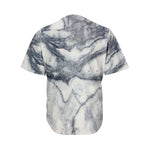 Dark Grey White Marble Print Men's Baseball Jersey