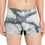 Dark Grey White Marble Print Men's Boxer Briefs