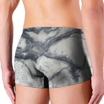 Dark Grey White Marble Print Men's Boxer Briefs