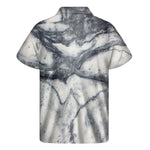 Dark Grey White Marble Print Men's Short Sleeve Shirt