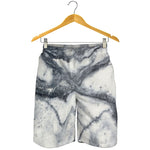 Dark Grey White Marble Print Men's Shorts