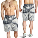 Dark Grey White Marble Print Men's Shorts