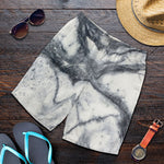 Dark Grey White Marble Print Men's Shorts