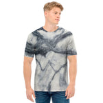Dark Grey White Marble Print Men's T-Shirt