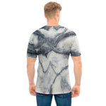 Dark Grey White Marble Print Men's T-Shirt