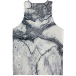 Dark Grey White Marble Print Men's Tank Top