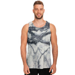 Dark Grey White Marble Print Men's Tank Top