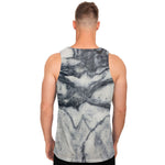 Dark Grey White Marble Print Men's Tank Top