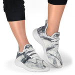 Dark Grey White Marble Print Mesh Knit Shoes GearFrost