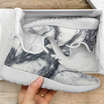 Dark Grey White Marble Print Mesh Knit Shoes GearFrost