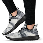 Dark Grey White Marble Print Mesh Knit Shoes GearFrost