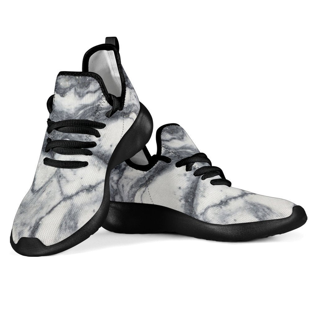 Dark Grey White Marble Print Mesh Knit Shoes GearFrost