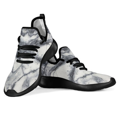Dark Grey White Marble Print Mesh Knit Shoes GearFrost