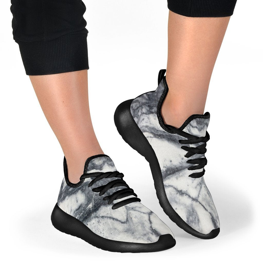 Dark Grey White Marble Print Mesh Knit Shoes GearFrost