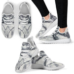 Dark Grey White Marble Print Mesh Knit Shoes GearFrost
