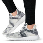 Dark Grey White Marble Print Mesh Knit Shoes GearFrost