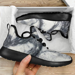 Dark Grey White Marble Print Mesh Knit Shoes GearFrost