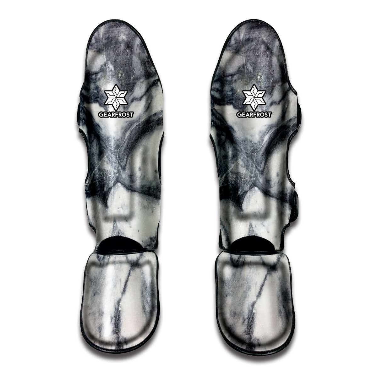 Dark Grey White Marble Print Muay Thai Shin Guard