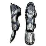 Dark Grey White Marble Print Muay Thai Shin Guard