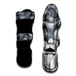 Dark Grey White Marble Print Muay Thai Shin Guard