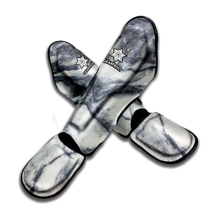 Dark Grey White Marble Print Muay Thai Shin Guard