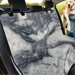 Dark Grey White Marble Print Pet Car Back Seat Cover