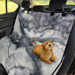 Dark Grey White Marble Print Pet Car Back Seat Cover